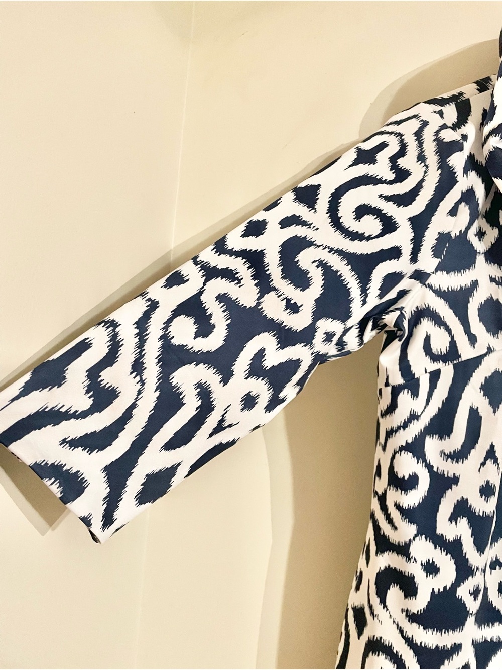 Gretchen Scott Designs Navy and White Printed Cowl Neck Dress - Picture 8 of 11